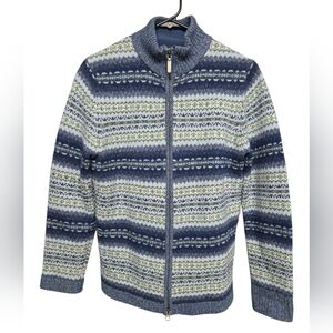 Eddie Bauer 100% Lambs Wool Zip-up Cardigan Sweater Sz Medium 19" PTP 24L